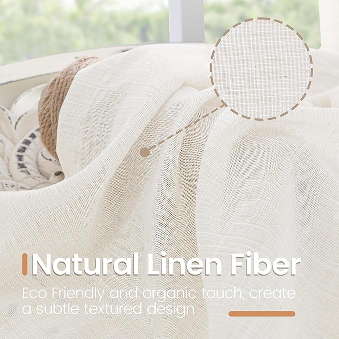 BGment Linen Curtains 40 Inch Length - Image 3