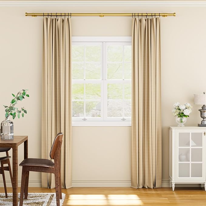 YaFex 2 Pack Heavy Duty Curtain Rods 32-90 Inch, 1 Inch Adjustable Gold Curtain - Image 9