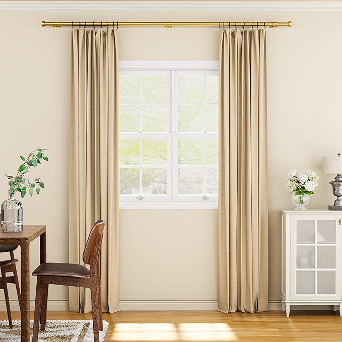 YaFex Heavy Duty Curtain Rods 32-90 Inch, 1 Inch Adjustable Gold Curtain Rod - Image 9
