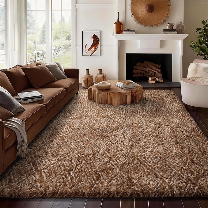Ophanie Brown and White Diamond Striped Rugs - Image 2