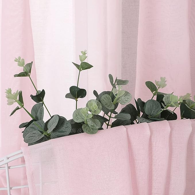 Tollpiz Sheer Curtain Linen Textured Living Room Curtains Sheer Light Filtering - Image 6