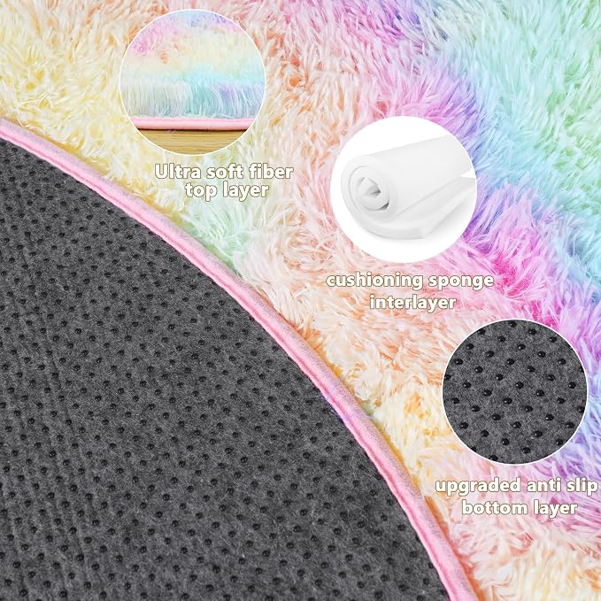 4x4.6 Feet Rainbow Hexagon Rugs - Image 5