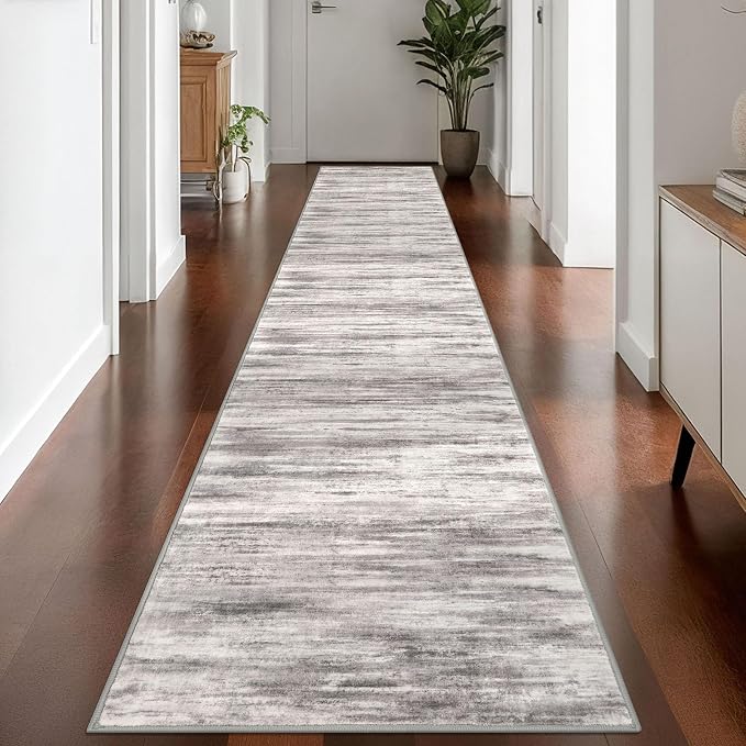 KOZYFLY Modern Abstract Washable Rug Runner 2.6x14 Hallway Rug Runner Non-Slip by KOZYFLY