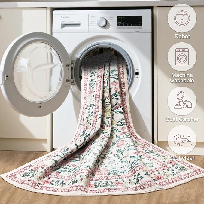 6x9 Area Rugs for Living Room: Floral Washable Rug Vintage Large Soft Boho - Image 6