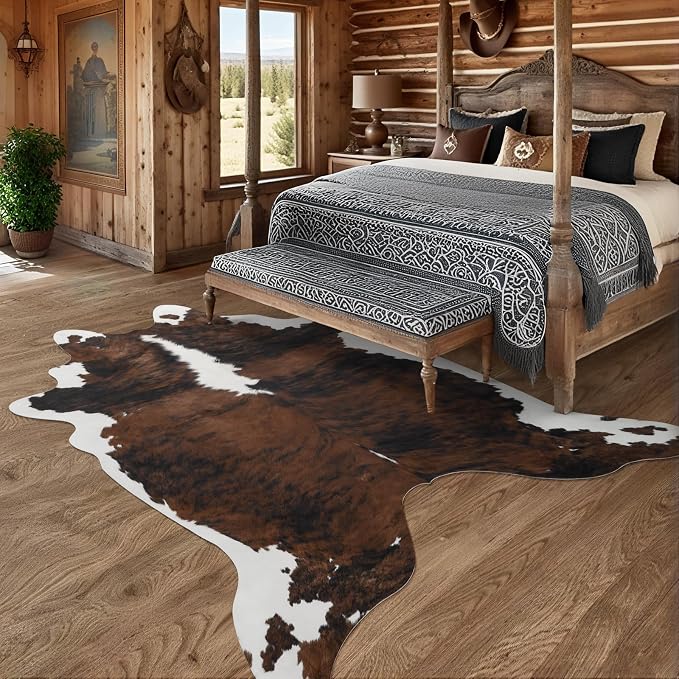 AROGAN Western Decor Faux Fur Cowhide Rug, 4.6x5.2 Feet Premium Animal Skin Cow - Image 6