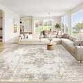 Area Rug 8x10 Washable Rug, Vintage Boho Medallion Rugs Non-Slip Soft Low Pile by VECARF