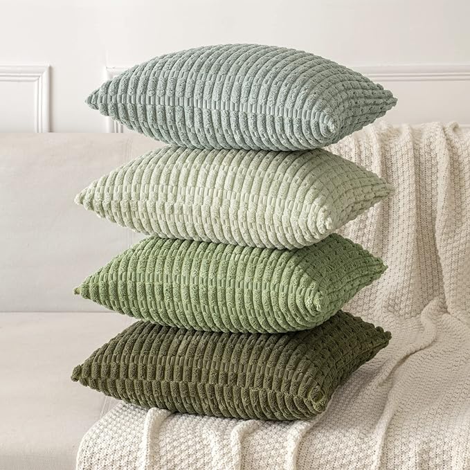 MIULEE Pack of 2 Spring Corduroy Decorative Throw Pillow Covers 16x16 Inch Soft - Image 4