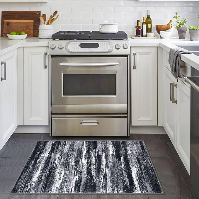 Lansny Modern Abstract Entryway Rug Indoor 2x3 Washable Rug Non-Slip Soft Small - Image 2