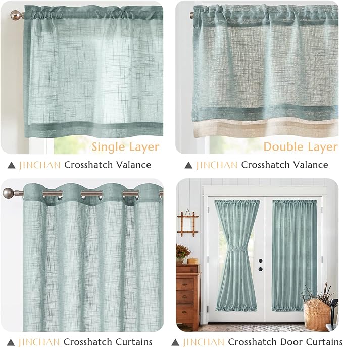 jinchan Linen Valance for Farmhouse Living Room Windows 16 Inch Slubbed Crossed - Image 7