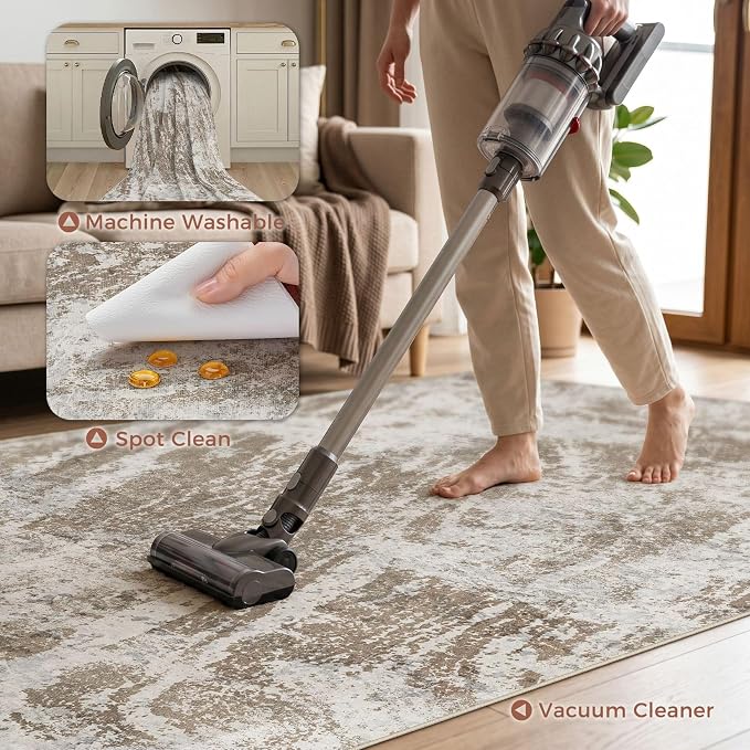 DMOYEST 8x10 Washable Area Rug: Abstract Modern Non-Slip Carpet, Soft Low Pile - Image 6