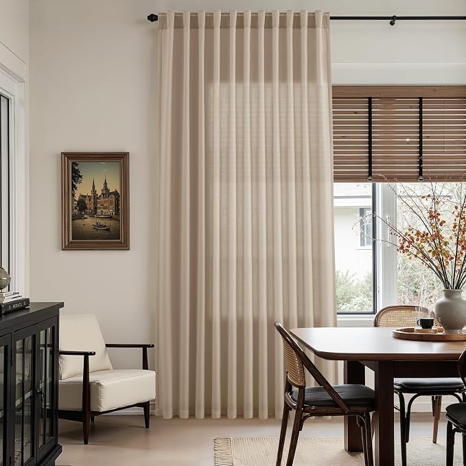 Sepia Beige Linen Curtains 108 Inches Long - Image 8