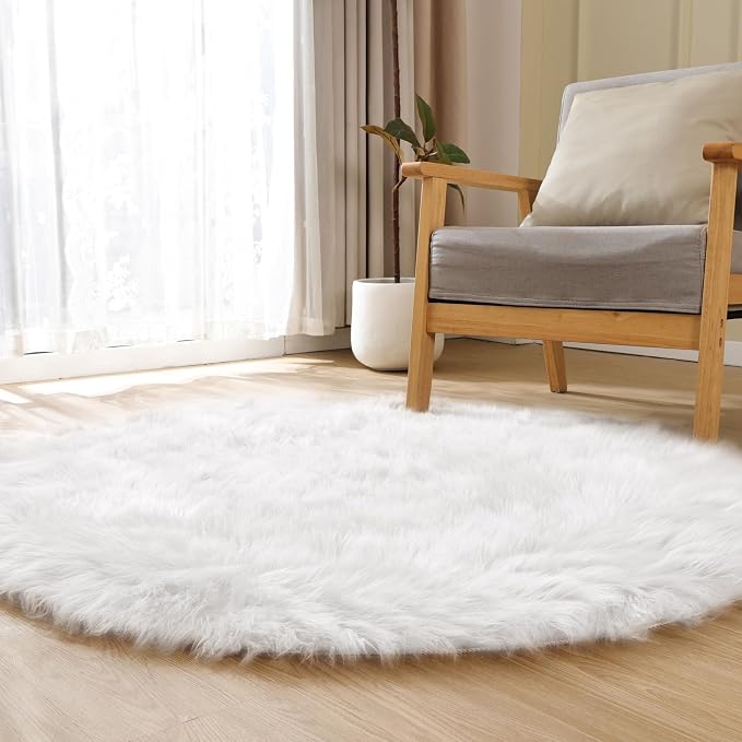 ORINOVA White Small Circle Fluffy Rugs - Image 5