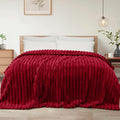 Exclusivo Mezcla Queen Size Flannel Fleece Blanket, Super Soft Striped Jacquard by ExclusivoMezcla