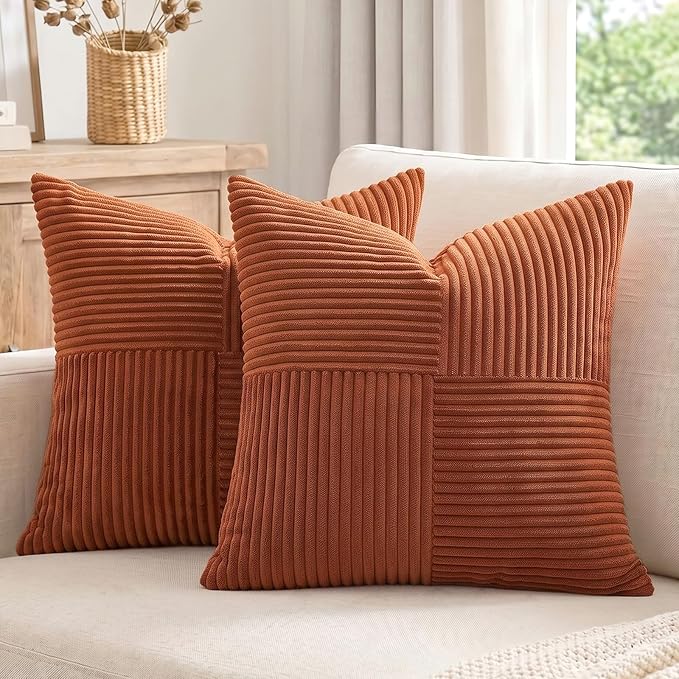 Fancy Homi 2 Packs Rust Big Decorative Throw Pillow Covers 24x24 Inch by Fancy+Homi