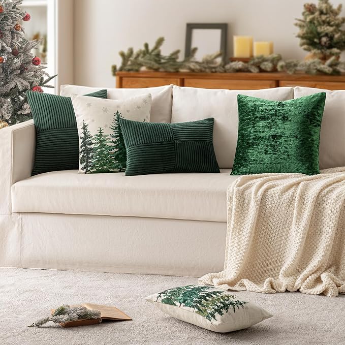 MIULEE Army Green Decorative Lumbar Throw Pillow Covers 12x20 Inch - Image 4