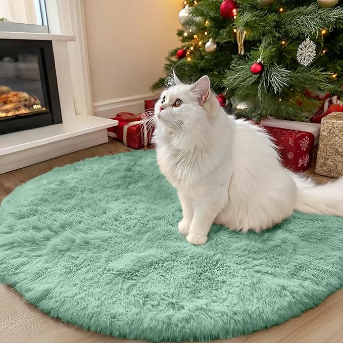OLANLY Mint Green Round Rugs for Bedroom by OLANLY