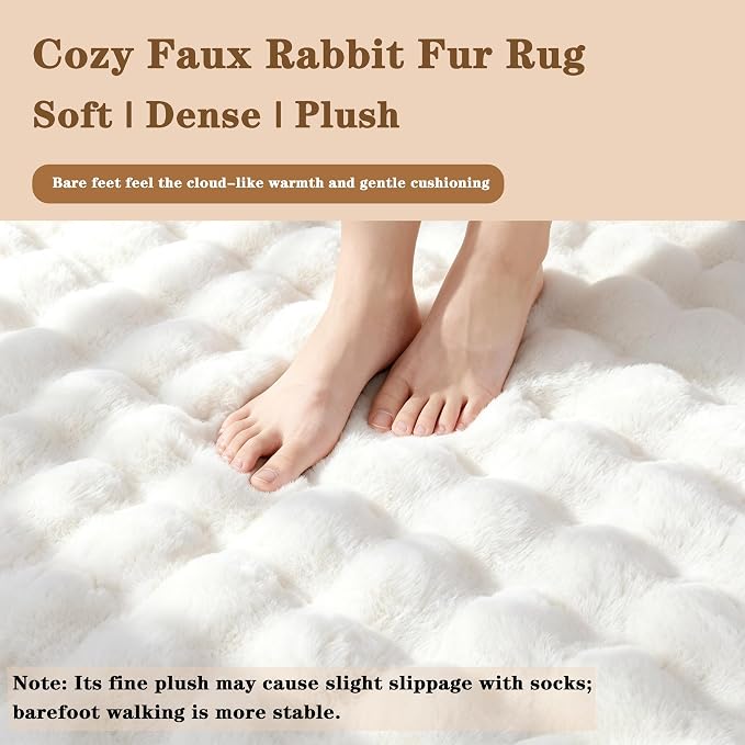 White Rabbit Plush Rug 2'x6', Fluffy Shaggy Area Rug - Image 5