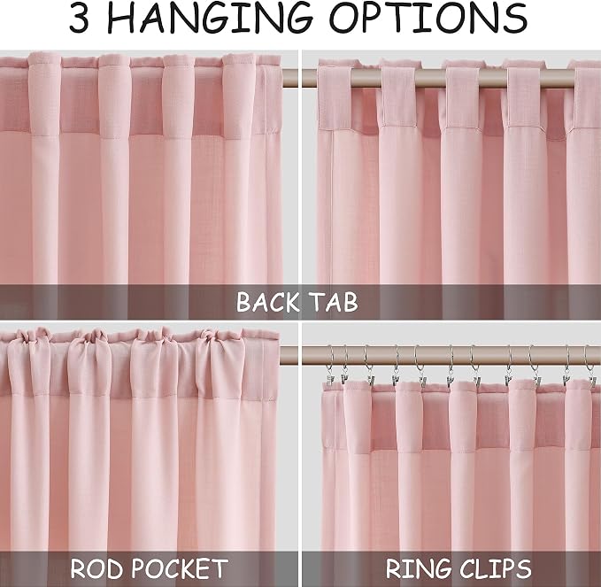 Pink Linen Curtains 72 Inch Length - Image 2