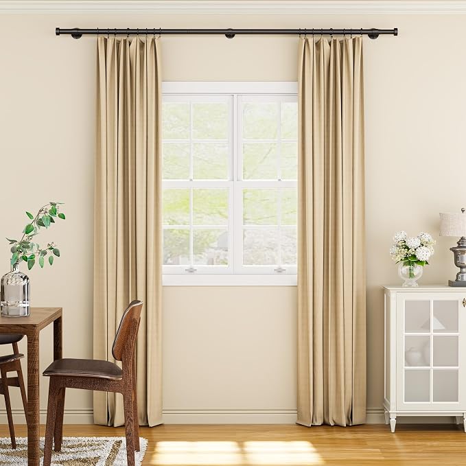 YaFex Heavy Duty Curtain Rods 32-90 Inch, 1 Inch Adjustable Black Curtain Rod - Image 8