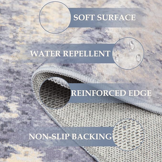 Washable Area Rugs 9'x12' Non-Slip Modern Abstract Soft - Image 2