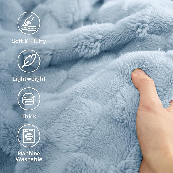 Bedsure GentleSoft Light Blue Throw Blanket - Image 3