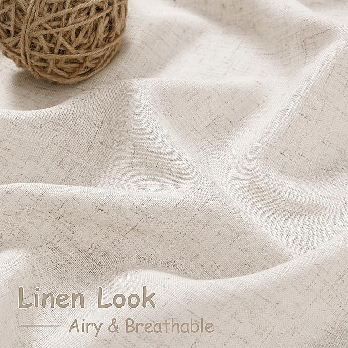 Beige Linen Textured Curtains 2 Panels Set 60 Inches Long - Image 5