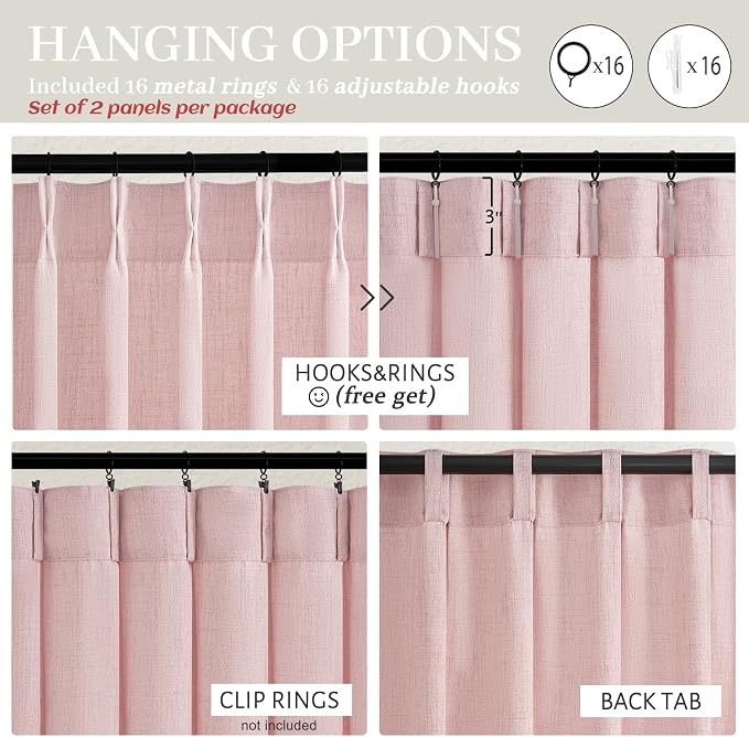 Cute Baby Pink Memory Trained Pinch Pleated Curtains 84 Inch Length 2 Panels Set - Image 7