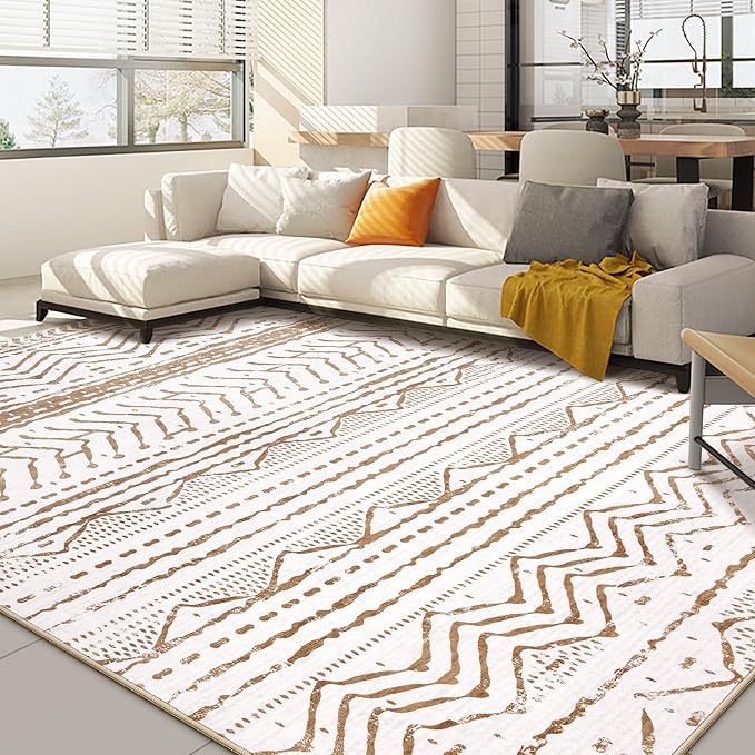 Nakagishi Area Rugs 8x10 Living Room: Washable Boho Large Neutral Soft by NakagishiAreaRug