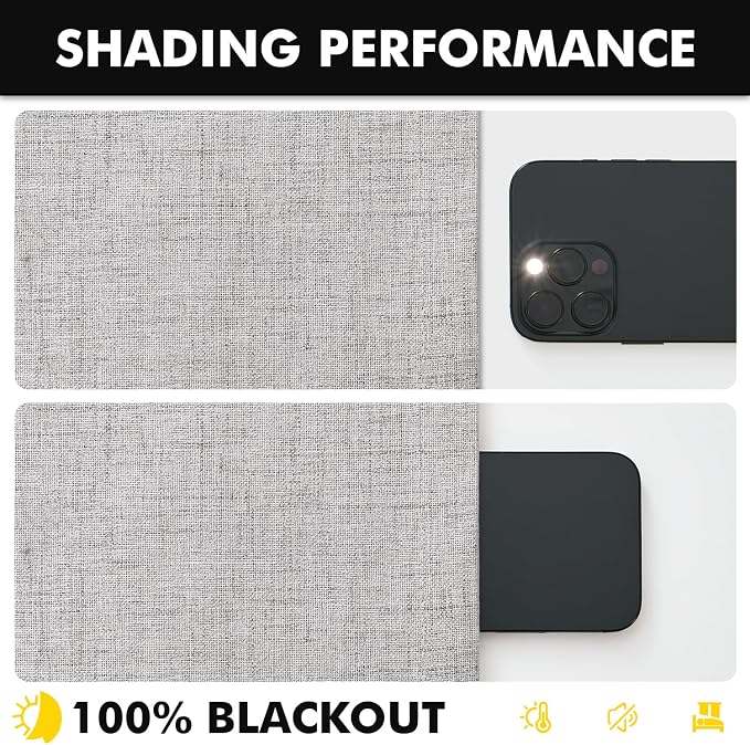 MIULEE 100% Blackout Linen Curtains 42 x 96 Inch Greyish White 2 Panels | - Image 7