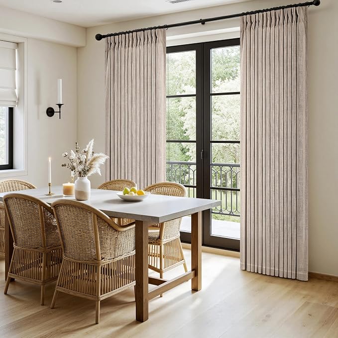 MIULEE Pinch Pleated Thick Linen Curtains 90 Inches Long 2 Panels - Image 3