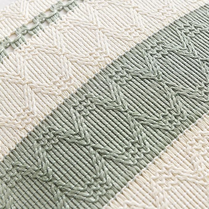 Fancy Homi Set of 1 Sage Green Boho Lumbar Decorative Throw Pillow Covers 12x20 - Image 4