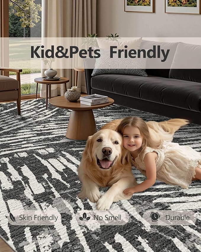 Latte&Fog 5x7 Area Rugs for Living Room Bedroom, Modern Abstract Washable Rug - Image 8