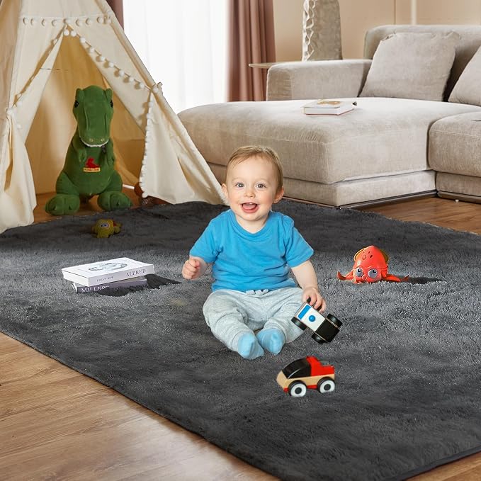 Cozy Shag Area Rug for Living Room, Anti-Skid Rectangular Indoor Floor Carpet - Image 6