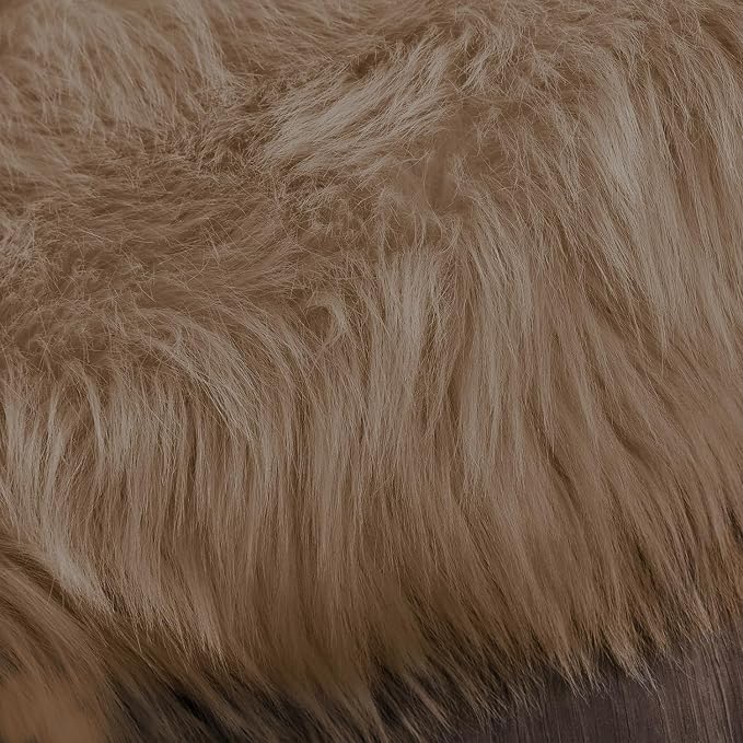 Latepis Brown Beige 2x5 Washable Small Rug Faux Sheepskin Fur Rug Fluffy Shag - Image 7