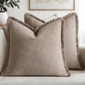 MIULEE Boho Linen Fringe Decorative Fall Throw Pillow Covers Dune 18x18 | Set by MIULEE