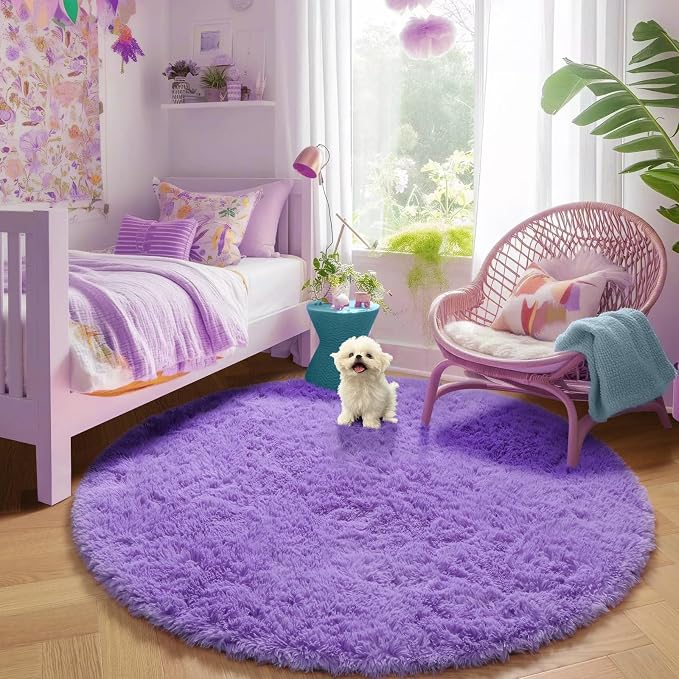 Amdrebio Purple Round Circle Rugs 6Ft - Image 7