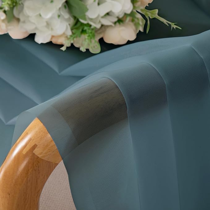 OWENIE Dusty Blue Sheer Curtains 90 Inches Long 2 Panels Set - Image 5