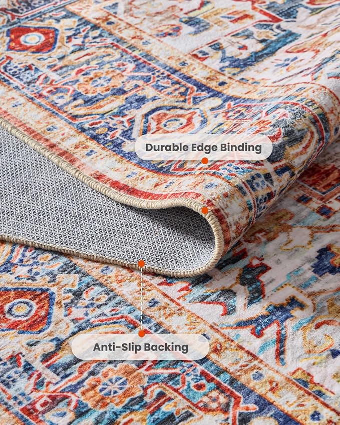 AMADA HOMEFURNISHING 9x12 Washable Area Rug, Low-Profile Large Area Rug - Image 7