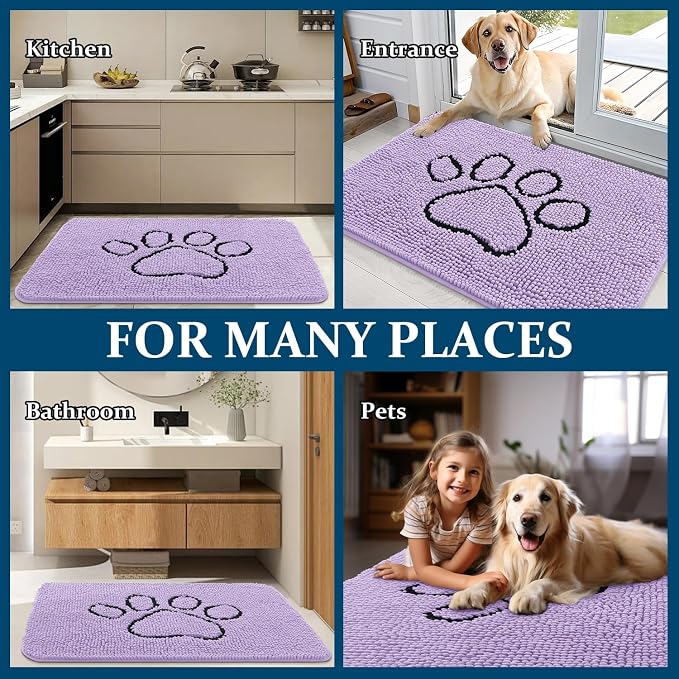 OLANLY Dog Door Mat for Muddy Paws 30x20, Paw Print Design, Absorbs Moisture - Image 8