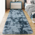 Soft Runner Rugs for Bedroom Hallways, 2x6 Tie-Dyed Blue Grey Fluffy Shag Throw by Ailyei