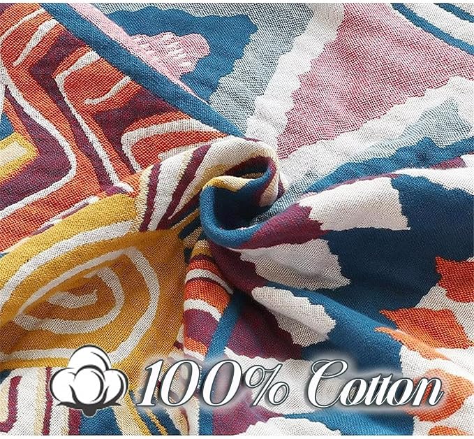 MSGKV Boho Throw Blanket for Couch 50"x60" 100% Cotton Sofa Blanket Spring - Image 3
