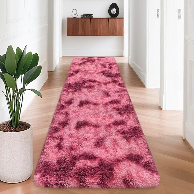 Tie-Dyed Red 2x8 Machine Washable Runner Rugs by JiaoBaba