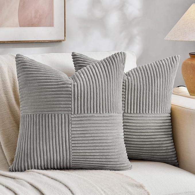 Fancy Homi 2 Packs Grey Samll Decorative Throw Pillow Covers 14x14 Inch by Fancy+Homi
