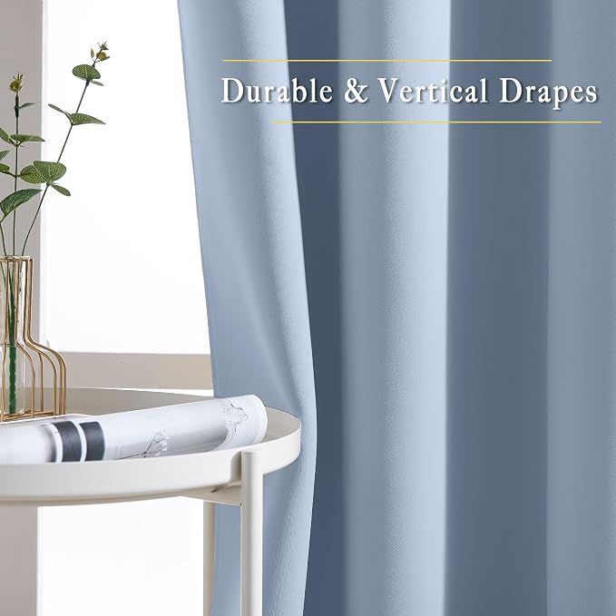 NICETOWN Vintage Blue Blackout Curtains 102 inches Long, Grommet Thermal - Image 5