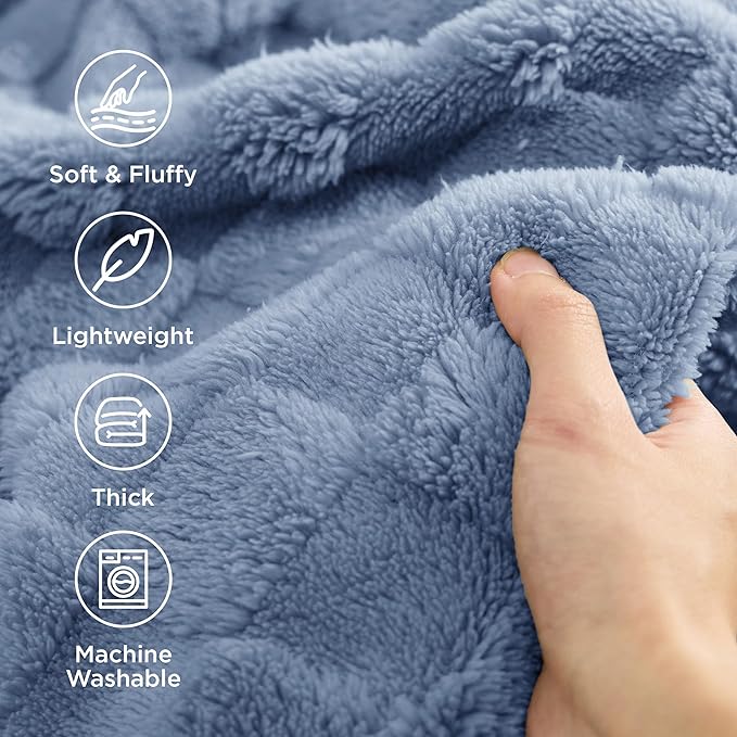 Bedsure GentleSoft Ashley Blue Twin XL Blanket - Image 4
