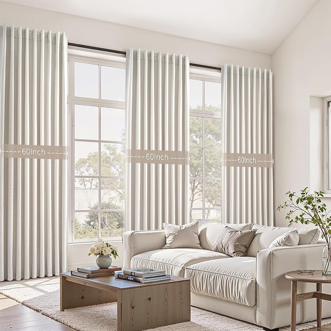 60 Inches Extra Wide Natural Linen Blackout Curtains 84 Inch Length - Image 3