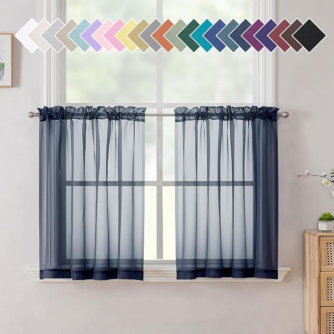 Aiyufneg Small Sheer Tier Curtains Half Kitchen Curtain Sheers, Light Filtering by Aiyufeng