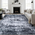 10x12 Area Rug Living Room: Modern Washable Indoor Carpet Black | by FXRHLP