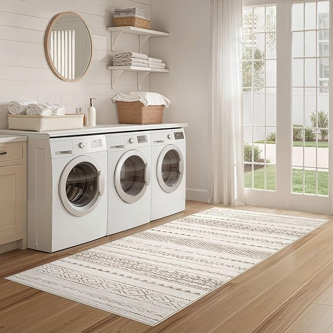 Nakagishi Runner Rug Kitchen Washable Rugs: 3x8 Non-Slip Boho Soft Modern Stain - Image 6