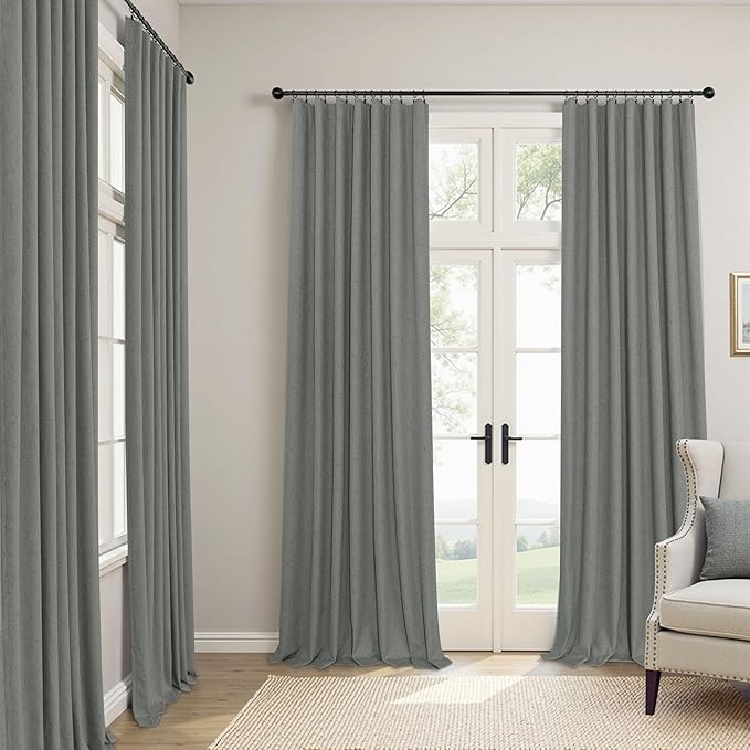 Office Curtains for Windows 102 Inches Long 2 Panel Set Blackout Back Tab - Image 2
